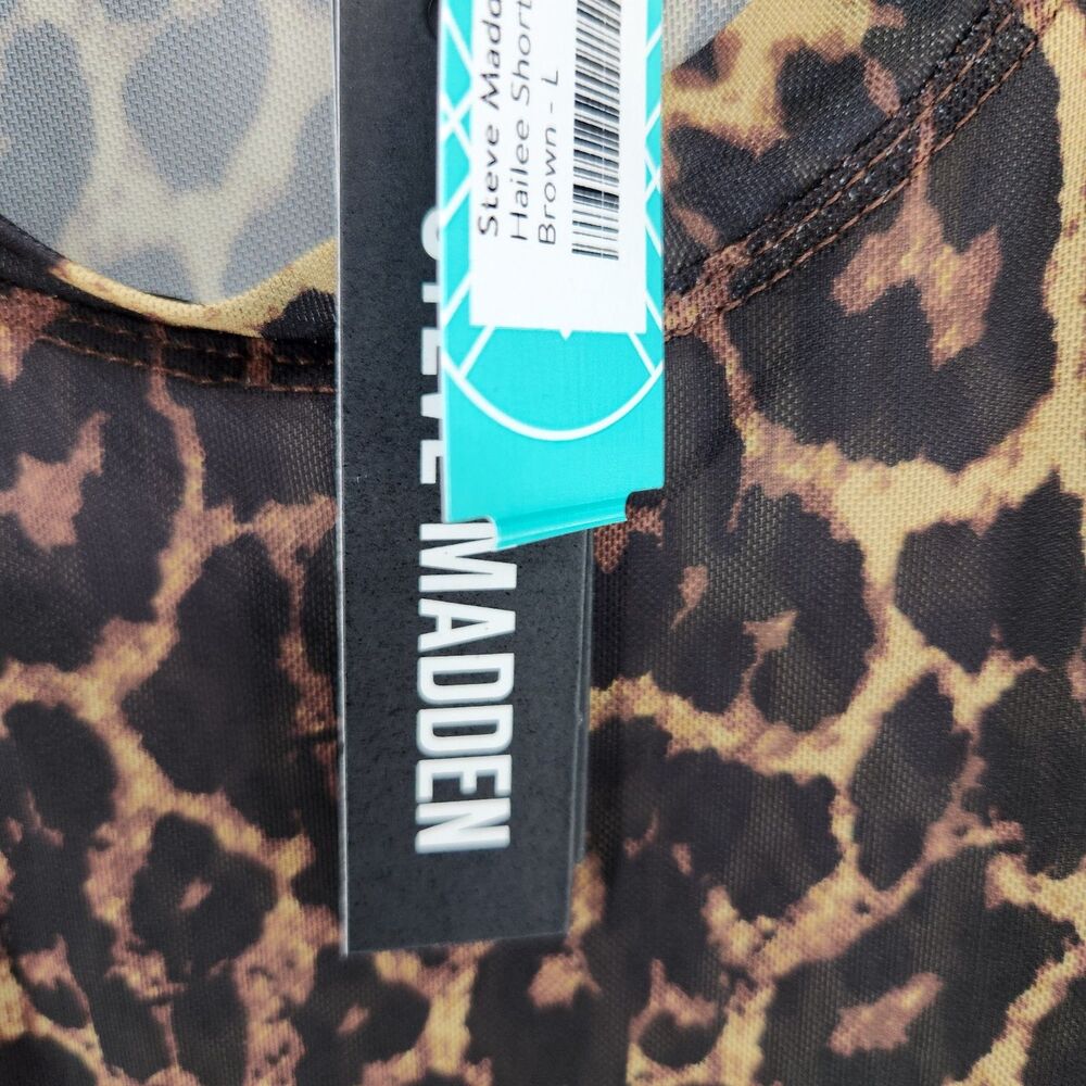 Steve Madden Women's Large Leopard Print Short Sleeve Hailee Dress NWT - Picture 4 of 10